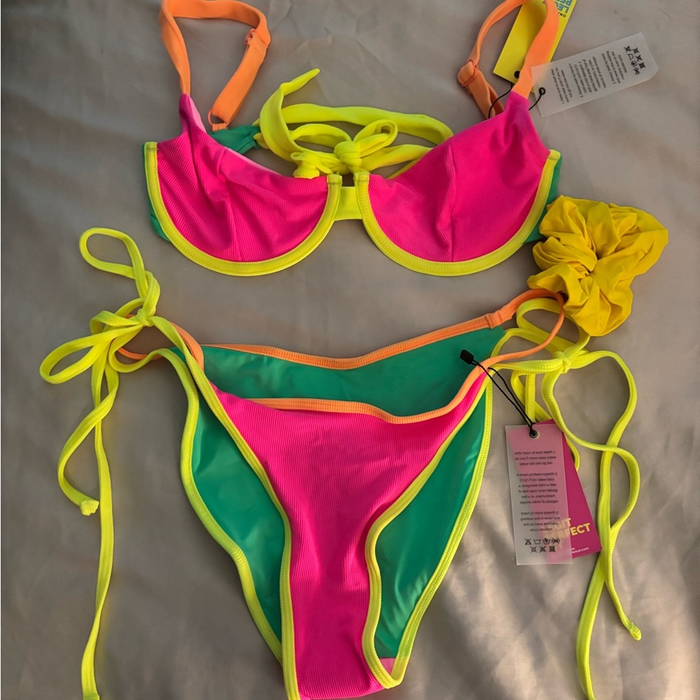 Neon Pink and Yellow Bikini Set